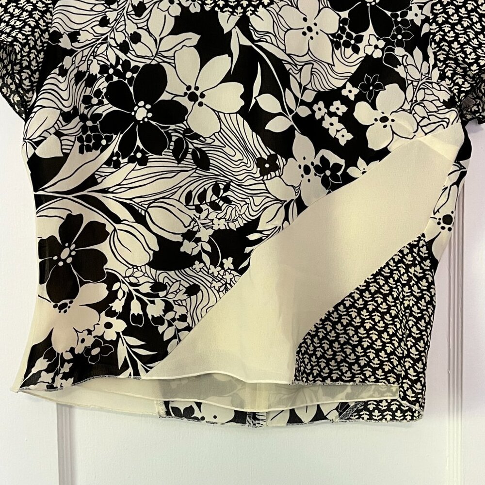 Oscar by Oscar de la Renta vintage floral patchwork blouse size 8 petite - Picture 5 of 7